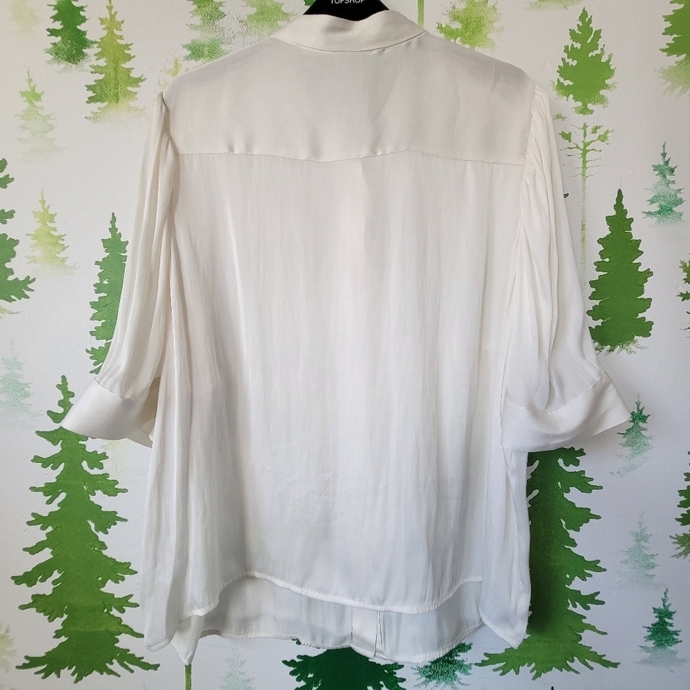 Worthington White Button Down Shirt with Boxy Fit and Mandarin Collar - Picture 2 of 11